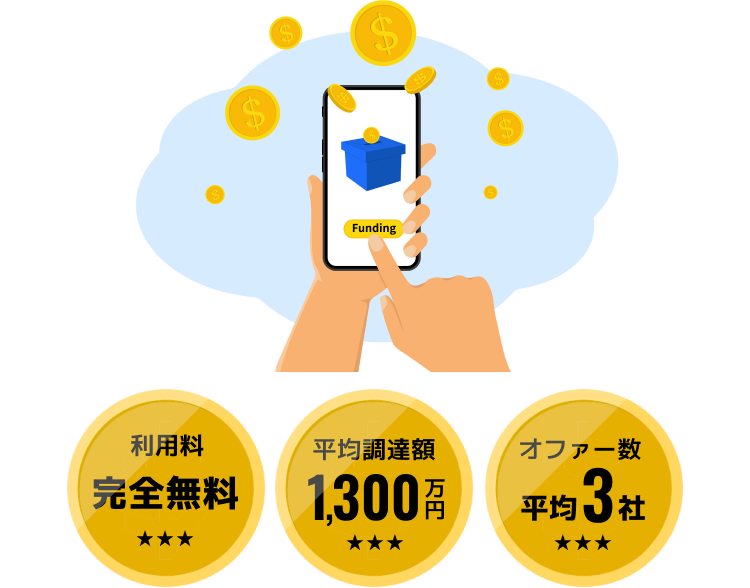 クラウド資金調達は、事業資金の出し手が今すぐ見つかるマッチングサービスです。